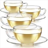 Teabloom Kyoto Teacup and Saucer Set 4-Pack – Standard Teacup Size – 6 OZ/ 180 ML Capacity –...