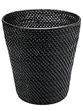 KOUBOO Round Rattan Waste Basket in Black