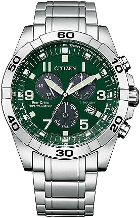 [CITIZEN] 腕時計 メンズ BL5550-50X クロノグラフ 光発電エコ・ドライブ チタン ビジネス カジュアル 日付 カレンダー グリーン 緑 【海外人気モデル】