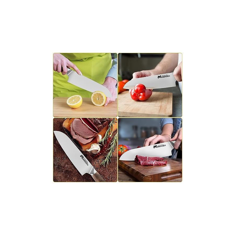 KANKIKUSUI-Chef-Knife-7-with-SheathSharpenerPolishing-ClothGift-Box-70CR17MOV-High-Carbon-Superior-Japanese-Steel KANKIKUSUI Chef Knife 7" with Sheath/Sharpener/Polishing Cloth/Gift Box, 70CR17MOV High Carbon Superior Japanese Steel