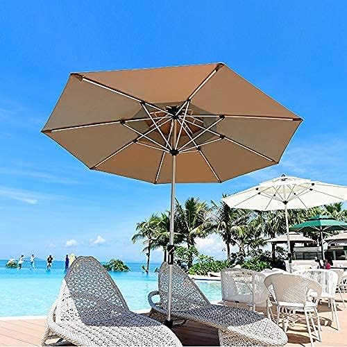 Patio Umbrella OutdoorFoldable Garden Parasols, Aluminum Alloy Beach Umbrellas For Sunshade, Shop Center Pillar Umbrellas, Hand Storage, For Beaches, Shops, Khaki good