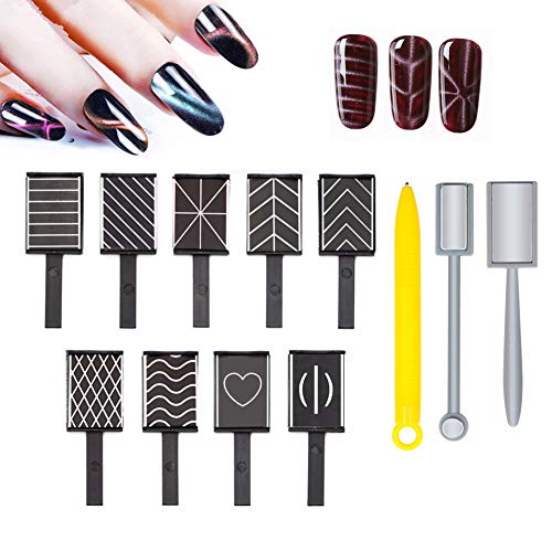 12 Pcs Magnet Plate Wand Board Nail Magnet Tool, 3d Magnetic Nails Tool Set Double-headed Cat Eyes Magnet Stick with Nail Magnet Pens