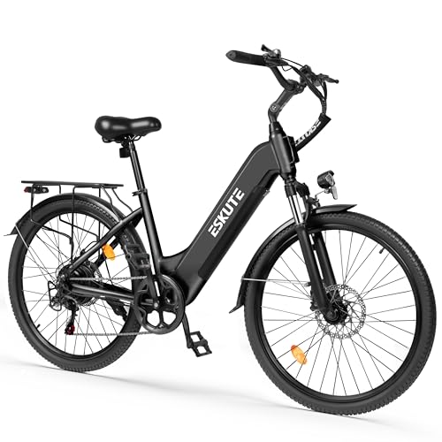 ESKUTE 26 Zoll E-Bike für Herren & Damen,C202 Elektrofahrrad mit 48V 17,5Ah Akku, 250W Motor, 7-Gang-Schaltung, LCD-Display, bis zu 110 km Reichweite, 25 km/h City Trekking E Bike für Erwachsene
