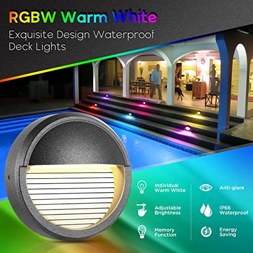 Junview Low Voltage Deck Lights 5W Fence ligts 12V-24 AC/DC Warm White RGBW Accent Stair Post Railing Step Lights Landscape Lighting for Outdoor Wall Fence Steps 6Pack with Connectors - Image 3