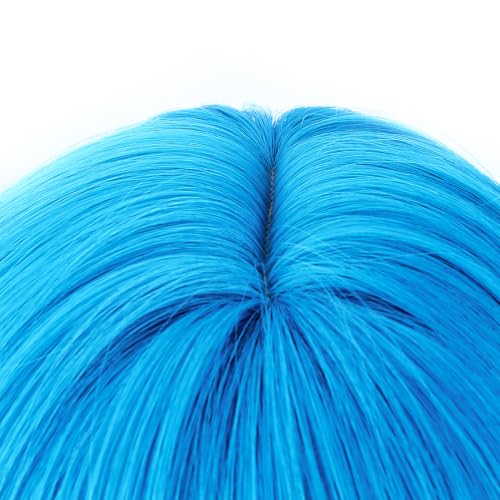 Image of PATTNIUM Girls Blue Short Curly Wavy Wigs with Bangs