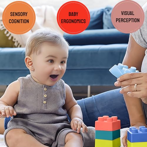 Image of Big Mega Sized Super Soft Building Blocks, Easy-to-Hold for Babies & Toddlers, BPA-Free, Multi-Colored Toys Building and Construction Block Set for Children Boys and Girls (24 pcs)