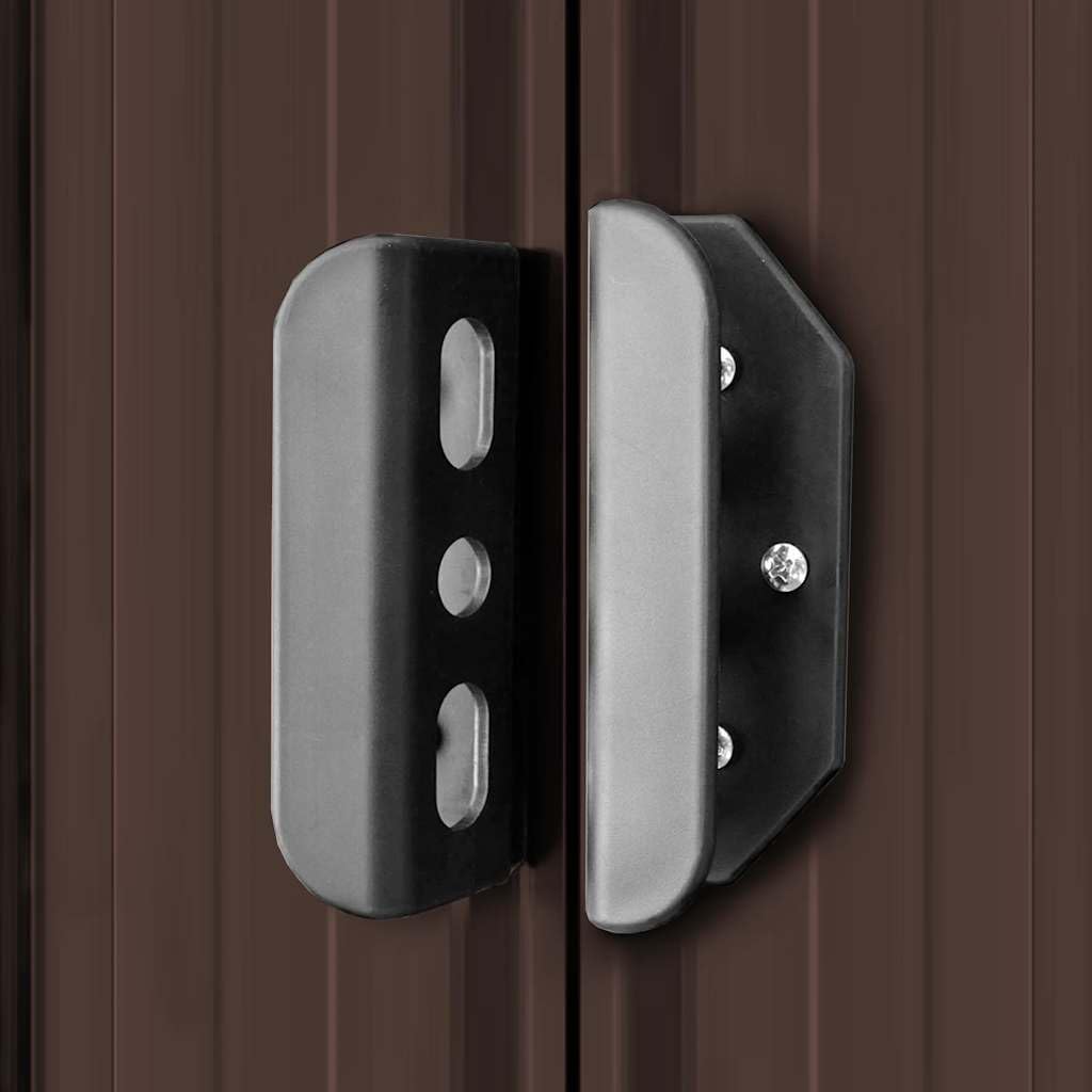 vidaXL Capanno per Attrezzi da Giardino Ventilato Ingresso a Scorrimento Robusto Casetta da Esterno Magazzino Marrone 194x121x181 cm in Acciaio