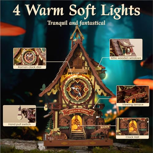 image for ROKR 3D Wooden Puzzles for Adults, Cuckoo Clock Model Kit, Room Home D