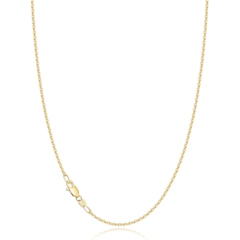 Jewlpire 18k Gold Plated 925 Sterling Silver Chain Necklace for Women, 1.2mm Cable Chain Necklace Thin & Dainty & Sturdy Women's Chain Necklaces 14/16/17/18/20/22/24 Inch