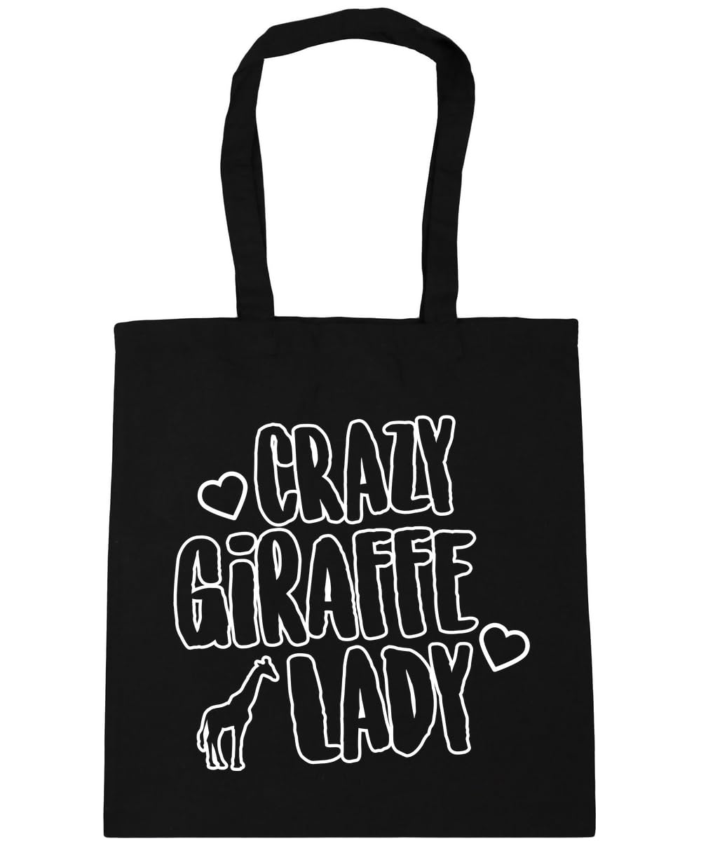 Hippowarehouse Crazy giraffe lady Tote Shopping Gym Beach Bag 42cm x38cm, 10 litres