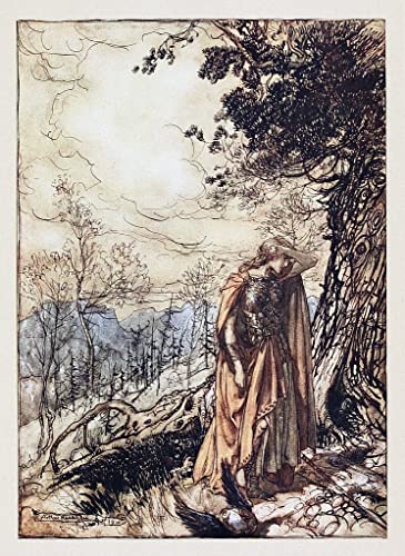 Murales de Brünnhilde en lienzo de 60x90cm para decorar tu salón con el arte de Arthur Rackham