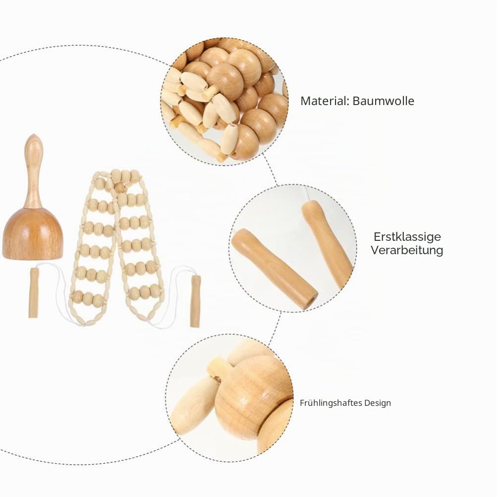 Healifty 2-In-1-Holztherapie-Massagegeräte -Massagegerät Maderoterapia-Kit Körper-Gua-Sha Roller Seilmassagegeräte Zum Entspannen