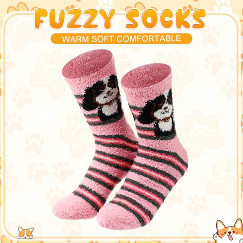 Image of Foaincore 5 Pairs Fuzzy Socks for Women Cozy Cute Winter Warm Fluffy Socks for Birthday Themed Party Gift
