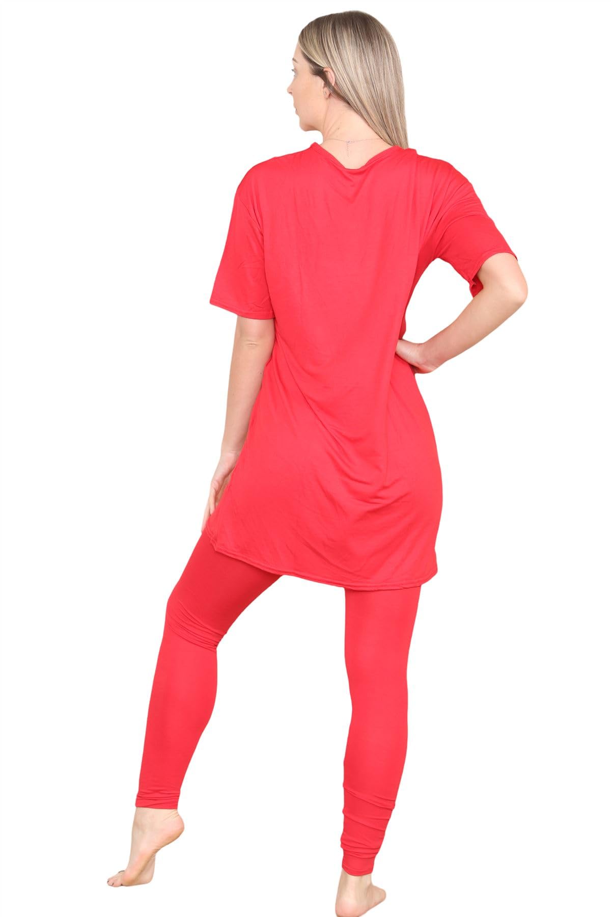Set di leggings da donna in tinta unita, oversize Rosso Small