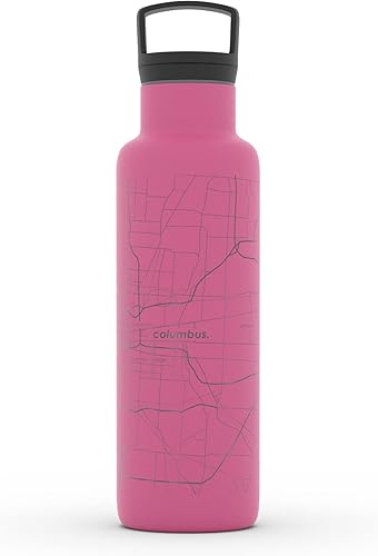 Miniatura 131 de Well Told Botella de agua aislada con mapa de Washington DC grabado, botella de acero inoxidable grabada (21 onzas, blanco) botella aislada de mapa