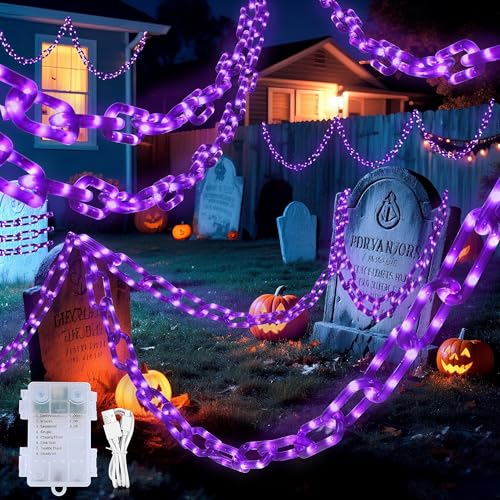 Guirlande lumineuse Halloween 175 LED Hopolon 4m violette étanche USB batterie