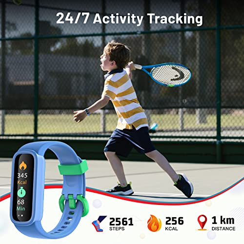 Eurans Kids Fitness Tracker Watch For Boys Girls Teens Ages 5-12, Ip68 Waterproof Fitness Watch With Heart Rate & Sleep Tracking, Pedometer, Alarm Clock, Calorie Step Counter Watch #TOP1
