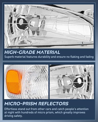 Image of Nilight Headlight Assembly Compatible with 1998 1999 2000 Toyota Corolla Chrome Housing Amber Reflector Upgraded Clear Lens Headlights Replacement Driver and Passenger Side