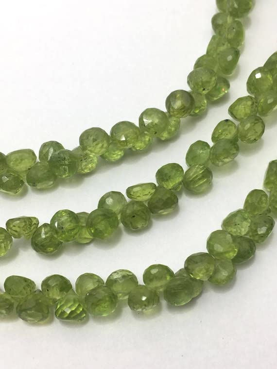 Peridot perles naturelles vertes facette oignon 5.5mm pierre semi-precieuse