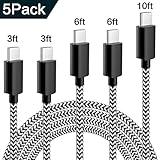 USB Type C Cable，WSCSR- 5 Pack Nylon Braided USB C Cable Extra Long High Speed Charger for Samsung Galaxy S9 S8 Plus Note 8,Moto Z Z2,LG V30 V20 G5 G6 and More