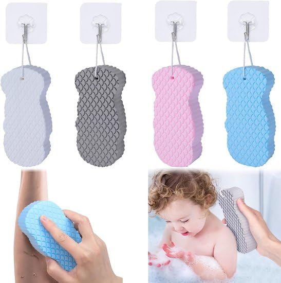 Sponge Ultra Soft Exfoliating Body Scrubber | 3D Magic Bath Sponge for Dead Skin Removal | Gentle Bathing Sponge for Adults, Kids & Pregnant Women | Multi-Colour Bath Accessories