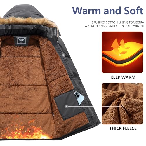Image of JYG Men's Winter Thicken Coat Warm Puffer Parka Jacket with Faux Fur Removable Hood