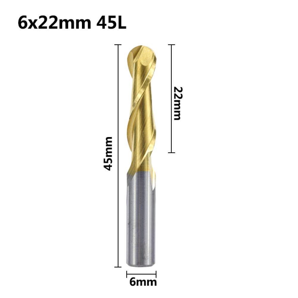 1 stück 6mm Schaft Kugel Nase End Mühle 2 Flöte Spiralendfräser Wolframkarbid CNC Router Bit Gravur Bit 15/17 / 22mm-22mm.