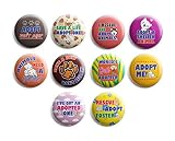 Creanoso Adopt A Pet Wearable DIY Custom Design Art Button Badges (1-Set X 10 Buttons) - Stocking Stuffers Premium Quality Gift Ideas for Children, Teens, & Adults - Corporate Giveaways & Party Favors