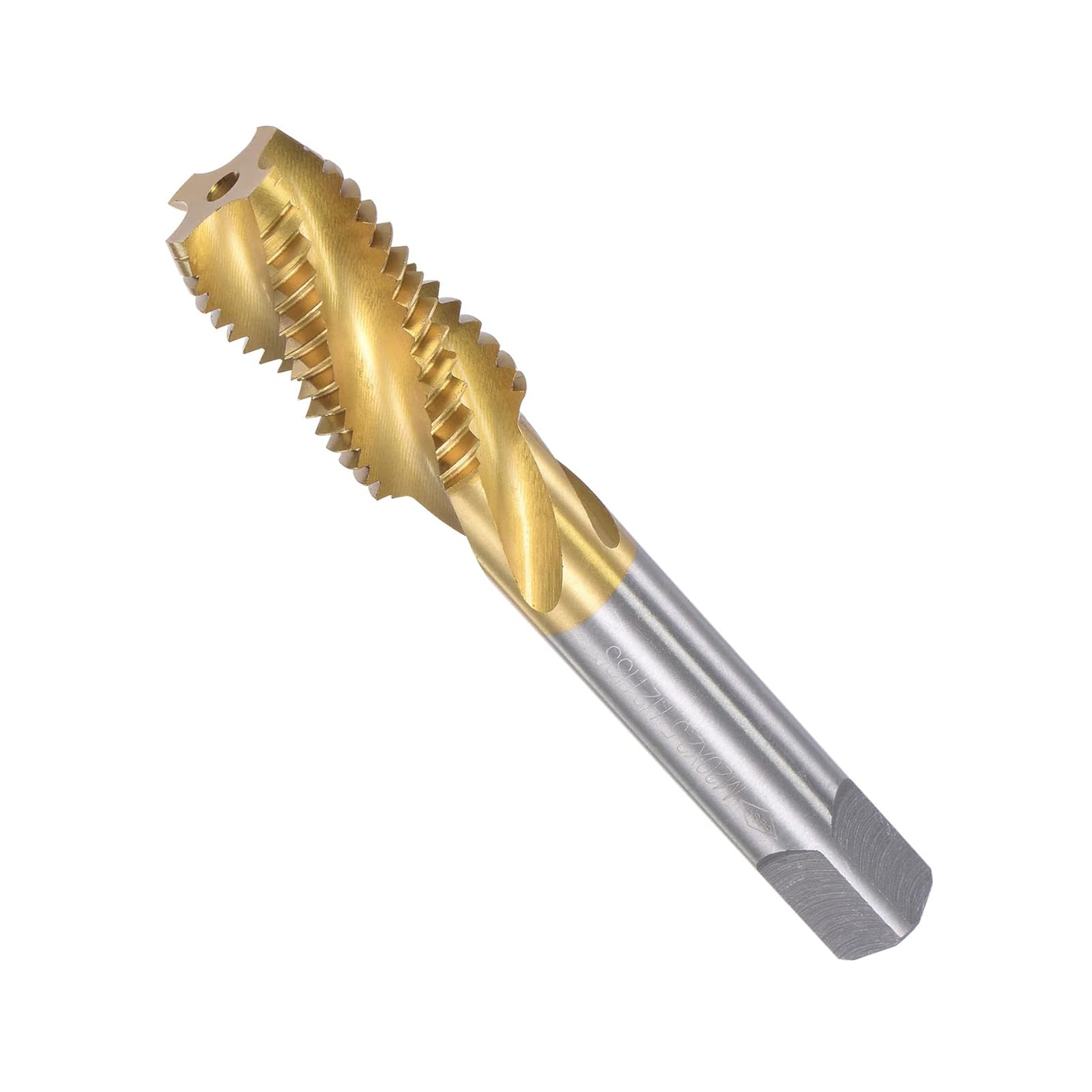 Unifizz M20 x 2.5 Spiral Flute Tap, HSS (High Speed Steel) Titanium Coated Metric Hand Machine Screw Tap 4 Flutes Tapping Tool H2 Tolerance, for Tapping Blind Holes