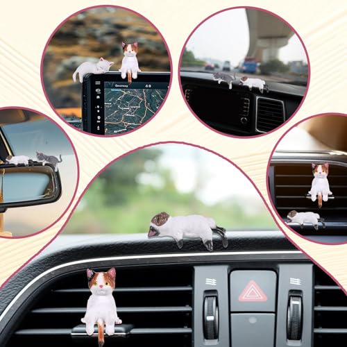 Image of 5pcs Cat Car Accessories,PVC Cat Figurine for Cars Home Garden Decor,Car Decorations Interior Dashboard Accessories (Style 2)