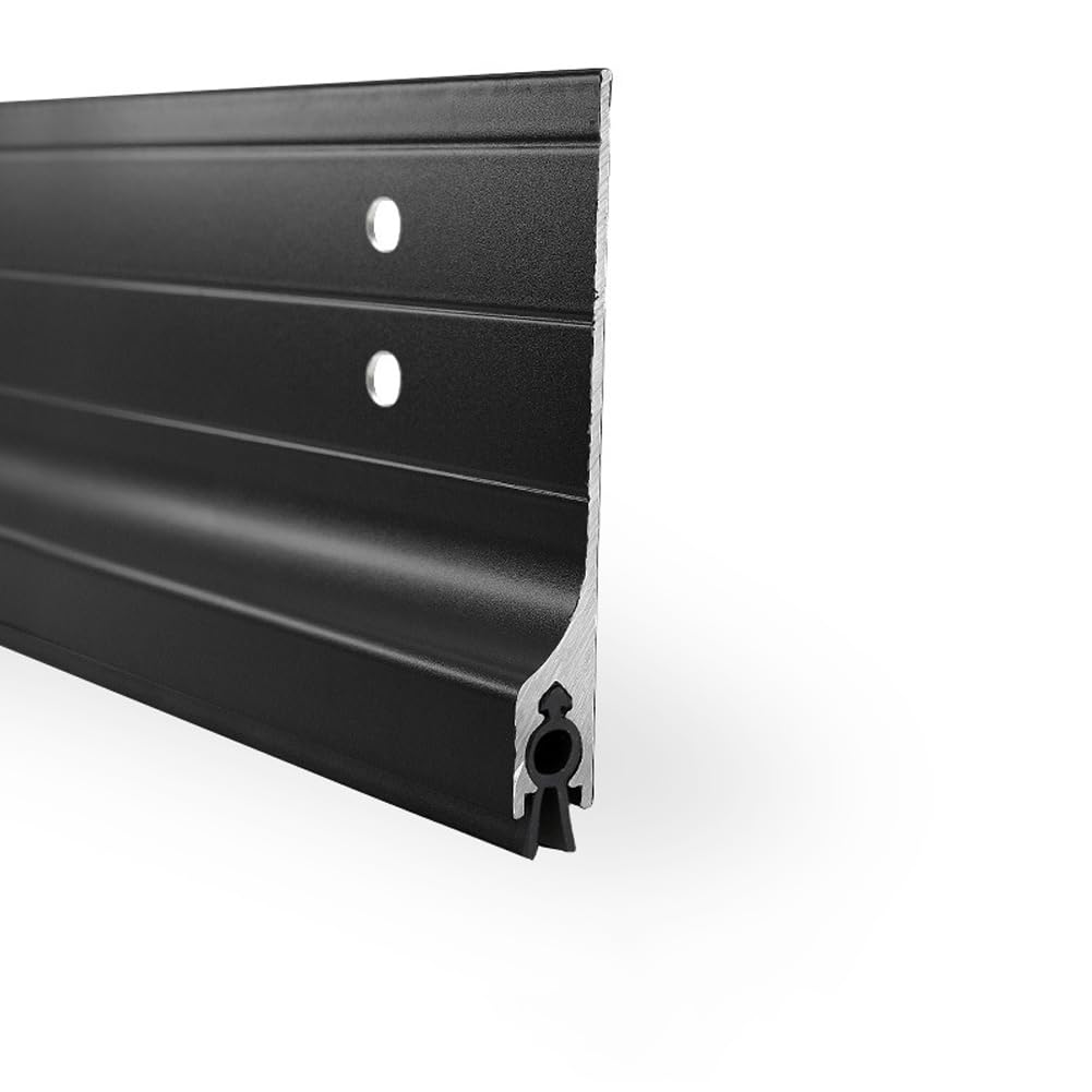 Metal Door Draft Stopper Bottom,Aluminium Mice Sweep Windscreen Dust Seal Stripping,Underdoor Draught Excluder Blocker,Seals Sweep Strip for Doors (Black1,85 * 6CM) — image 1