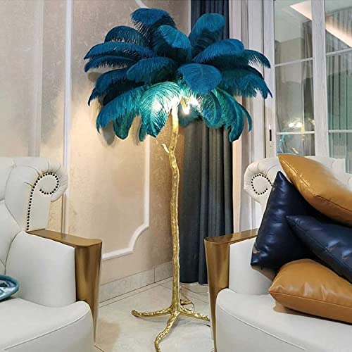 Lámpara de pie de resina regulable con trípode de plumas de avestruz natural, elegante decoración para el hogar y la oficina, perfecta para sala de estar y lectura, solución de iluminación elegante