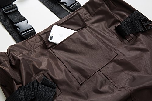 Duck and Fish Brown Chest Wader Cleated Boot Foot with Waist Belt2
