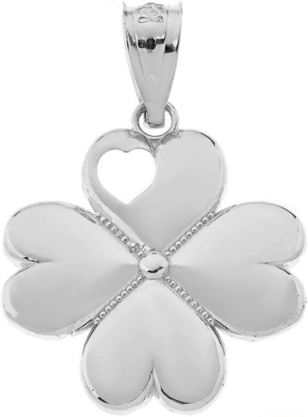 Claddagh Gold Elegant 925 Sterling Silver Irish Luck 4-Leaf Heart Clover Charm Pendant
