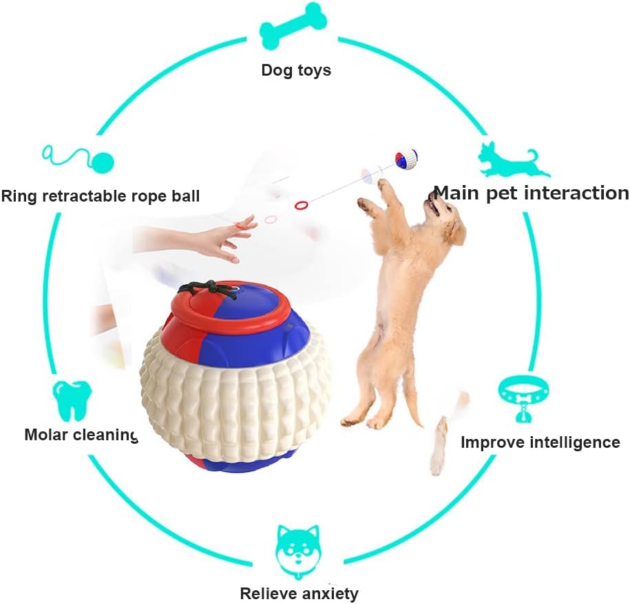 Powerful Dog Balls Indestructible, High Bounce Rubber Dog Ball on Rope