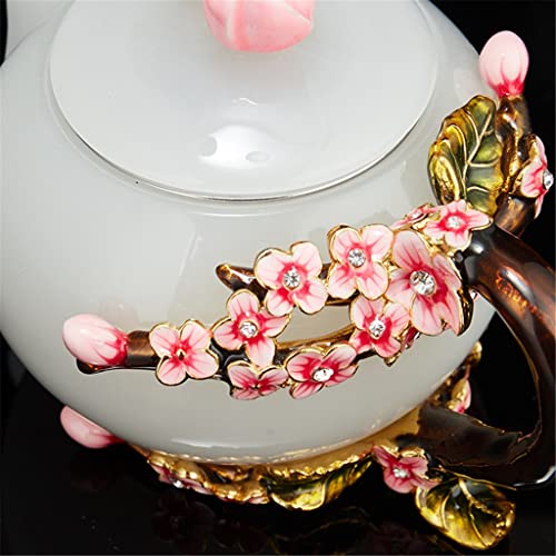Ccbuy Pink Plum Blossom Jade Porcelain Teapot White Porcelain Enamel Household Teapot Color Glaze Tea Set Small (Color : A, Size : As The Picture Shows) #TOP6