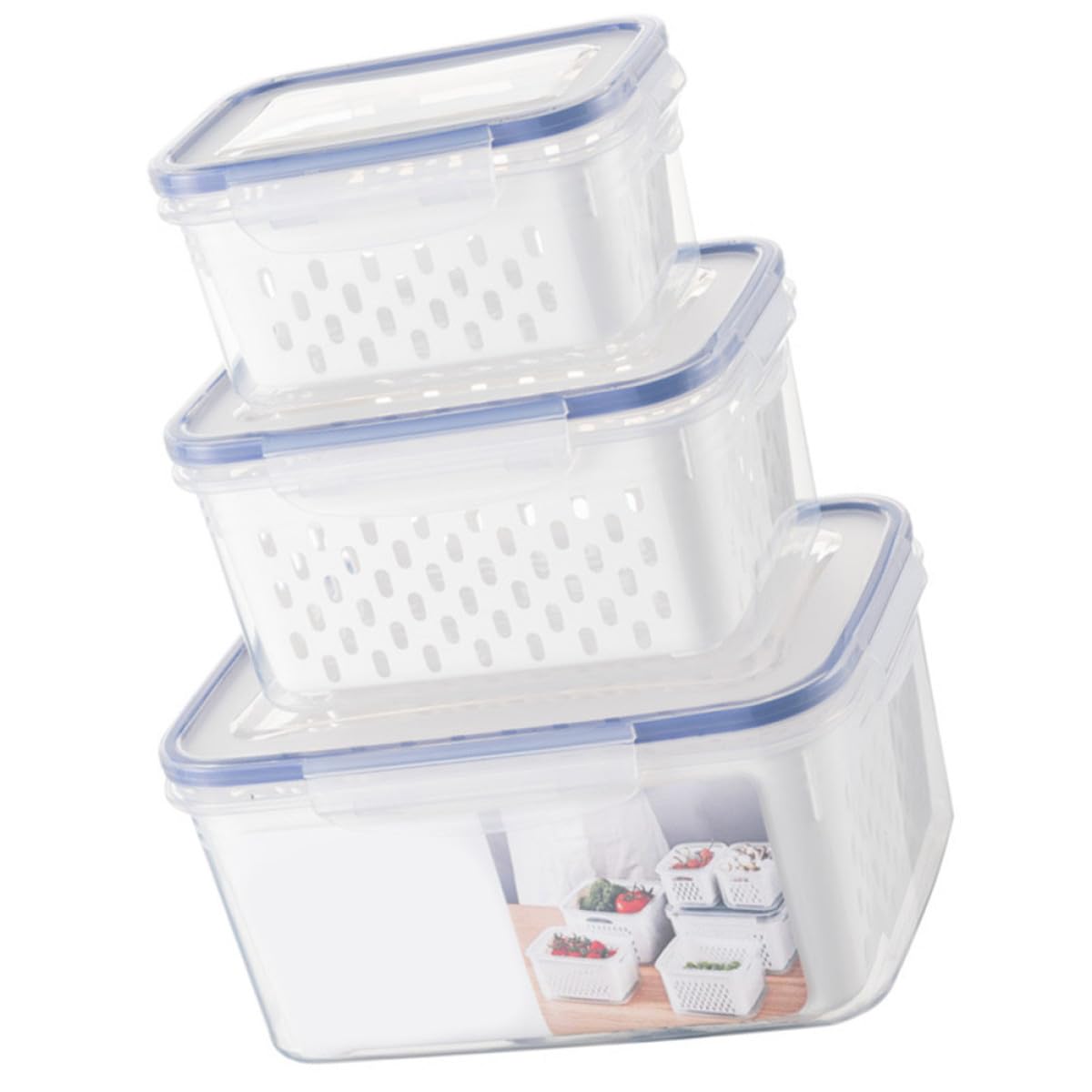 Contenedor de Almacenamiento de Alimentos 3 Piezas Pp para Refrigerador