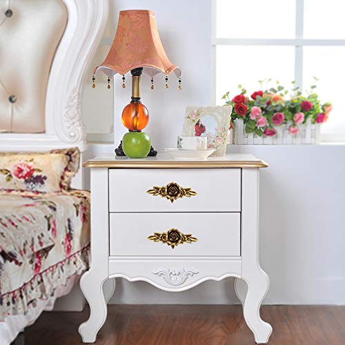 JUXYES Pack of 5 Euro Rose Decorative Cabinet Knobs with Plate, Floral Ivory Drawer Knob Cupboard Door Knobs, Ivory White Drawer Pulls Cabinet Handle Knobs for Dresser Cabinet - Image 8