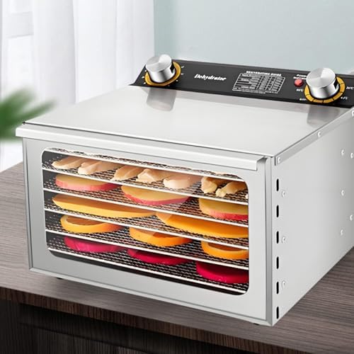Food Dehydrator Machine, 6-Layer Fruit & Jerky Dryer, 400W/800W Adjustable, Overheat Protection, 2.5cm Spacing, Ideal for Meat, Herbs & Snacks
