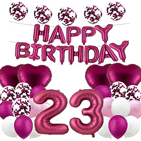 Sweet 23th Birthday Balloon 23th Birthday Decorations Happy 23th Birthday Party Supplies Burgundy Number 23 Foil Mylar Balloons Latex Balloon Gifts for Girls,Boys,Women,Men Cover
