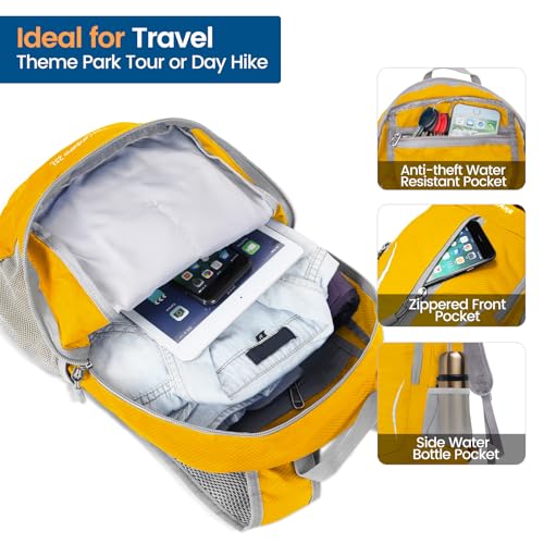 Image of ZOMAKE Ultra Lightweight Packable Backpack 25L, Foldable Hiking Backpacks Water Resistant Small Folding Daypack for Travel(Yellow)