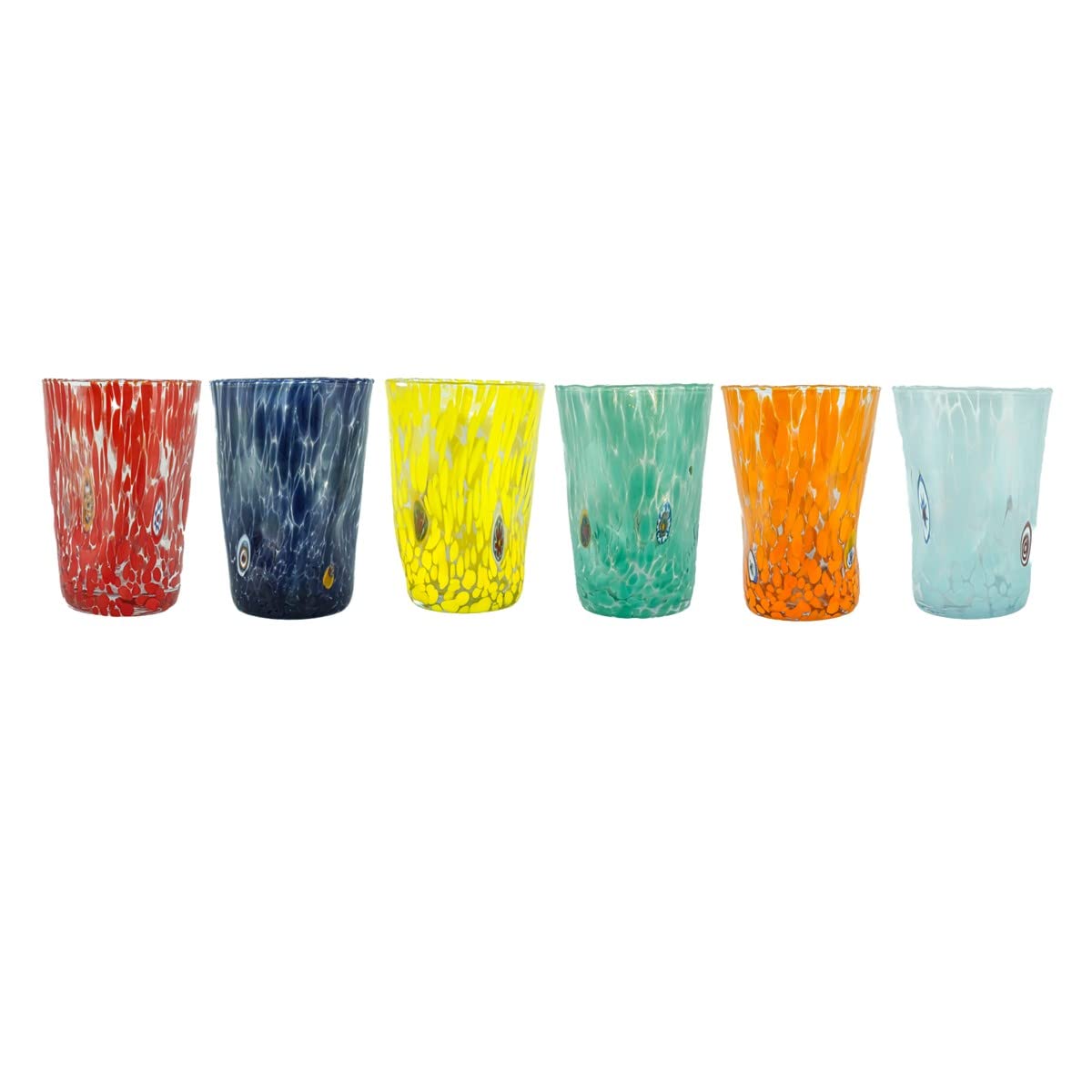 6 verres à eau Big Colombina en verre soufflé et travaillés à la main – Mazzega Art & Design