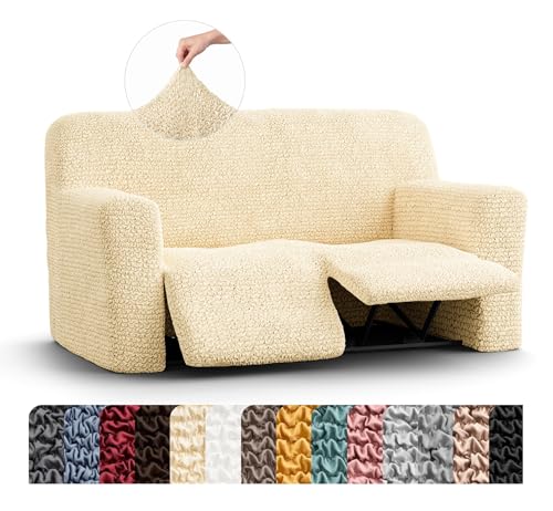 PAULATO BY GA.I.CO. PAULATO BY GA.I.CO. Recliner Cover – Soft Form-Fit Slipcover – Stretch 1-Piece Reclining Furniture Protector – Machine Washable Hypoallergenic Fabric – Cream (Reclining Loveseat 55"-83" Wide) sold by Mamma Mia Covers - Amazon