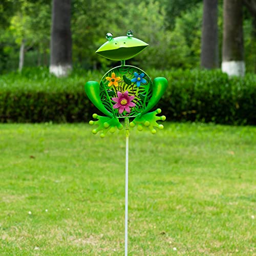 Haitianxin Metal Frog Garden Stake Decor, Outdoor Lovely Frog Lawn Ornaments Spring Decor, Waterproof Yard Art For Patio Lawn Pathway Backyard Walkway Decorations #TOP5