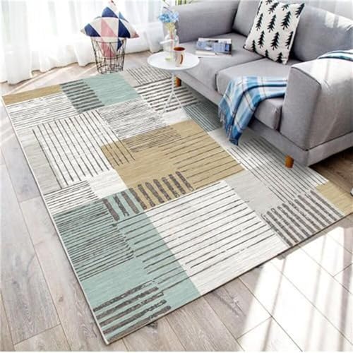 Tapis adolescent à sticker de lignes géométriques modernes lavable gris - 2