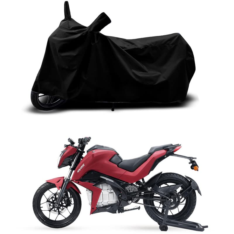 Image of 100% Scratchproof /UV-Rays /Heat Protection /Birds Dropping /Water Resistant /Dust Proof /Waterproof /Full Bike Scooty Two Wheeler Body Cover Compatible for Tork Kratos STD All Varients[Black]
