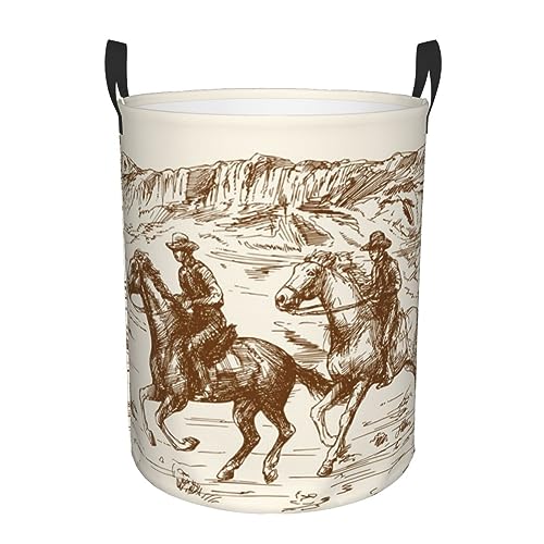 Cestos Para La Colada Vaquero Del Desierto Occidental1 Cesto De Ropa Sucia Mantas Cubo Para Ropa Con Asas Cesta De Lavandería Para Baño Apartamento Dormitorio 40X50Cm
