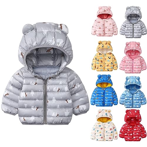 Winter Down Coats for Kids Baby Boys Girls Quilted Puffer Padded Jacket Cute Bear Ear Hoods Infant Warm Windproof Outerwear