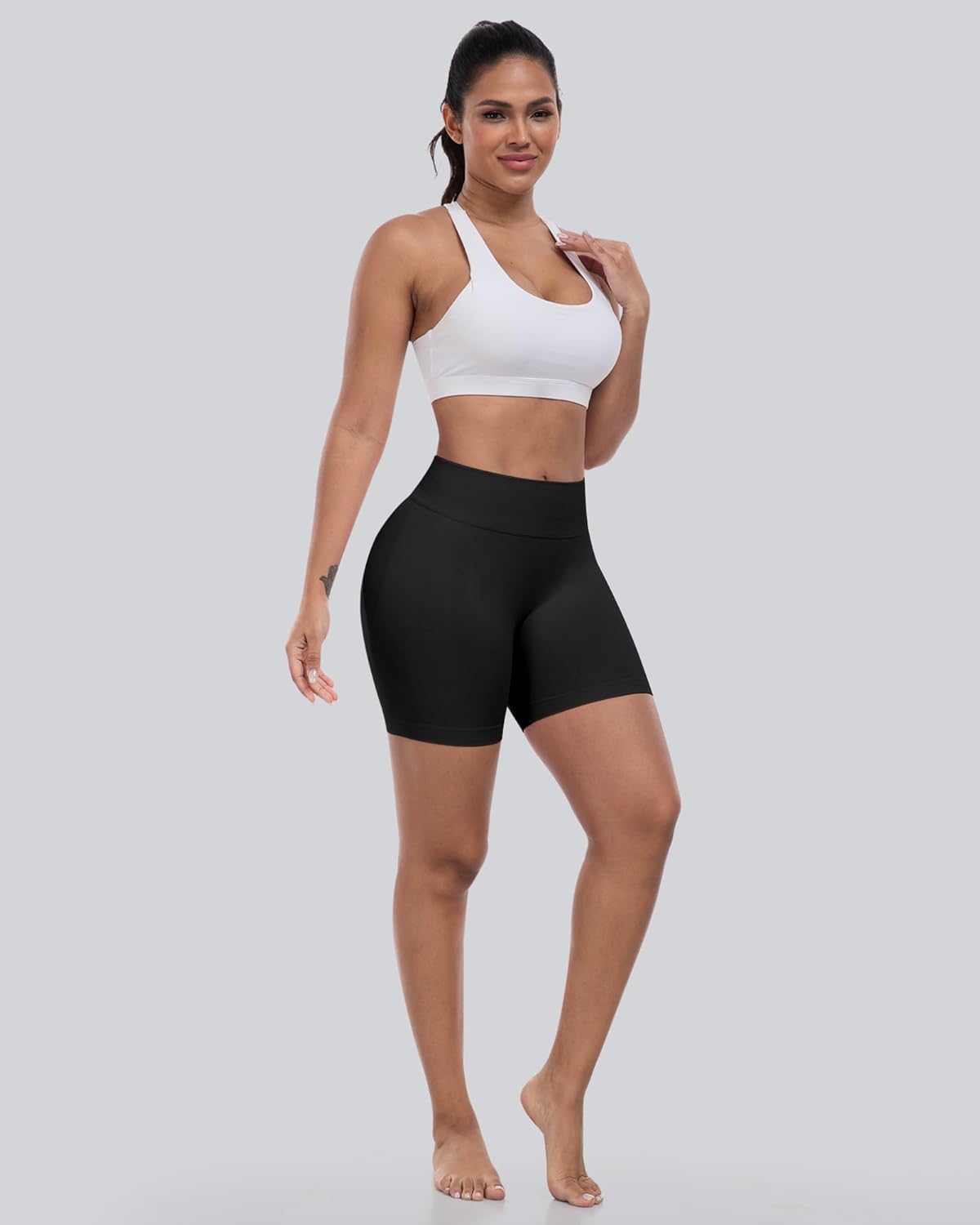 CHRLEISURE Workout Gym Biker Shorts, High Waisted Butt Lifting Scrunch Butt Sports Seamless Shorts Sets 4 Piece - Image 2