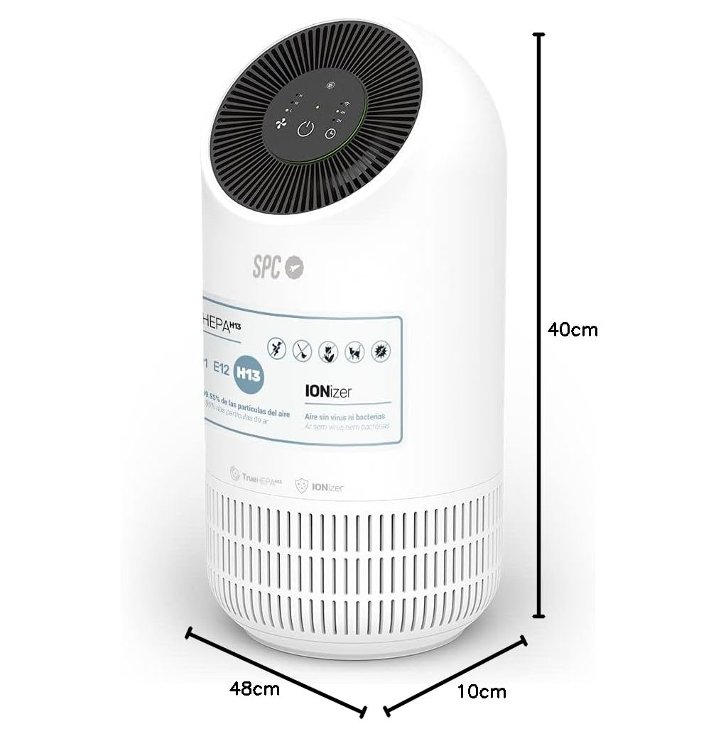 SPC SPIRARE ION Wi-Fi Smart Air oczyszczacz powietrza do 32m2, 4 fazy filtrowania, filtr True HEPA 13, jonizator, super cichy, kompatybilny z asystentami głosowymi